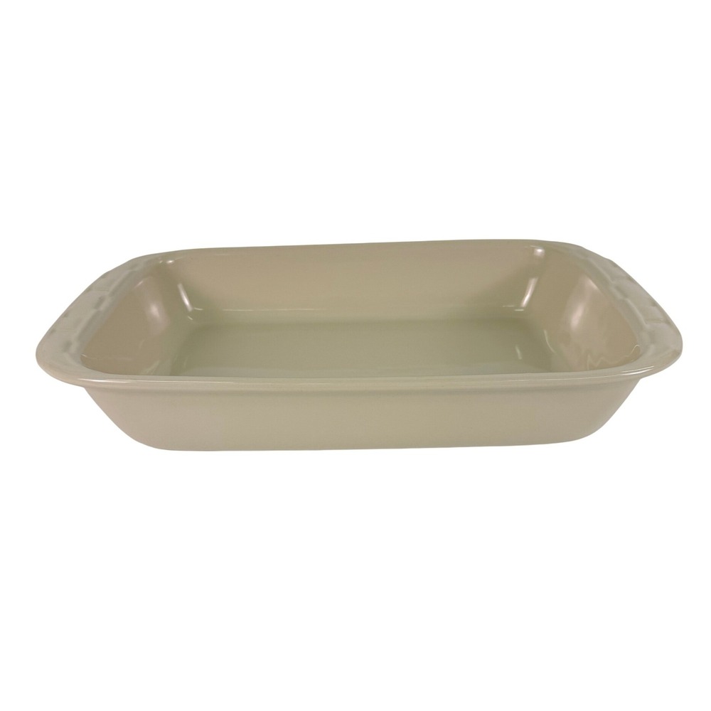Vintage Longaberger Pottery Woven Traditions Ivory Casserole Baking Dish 13x9